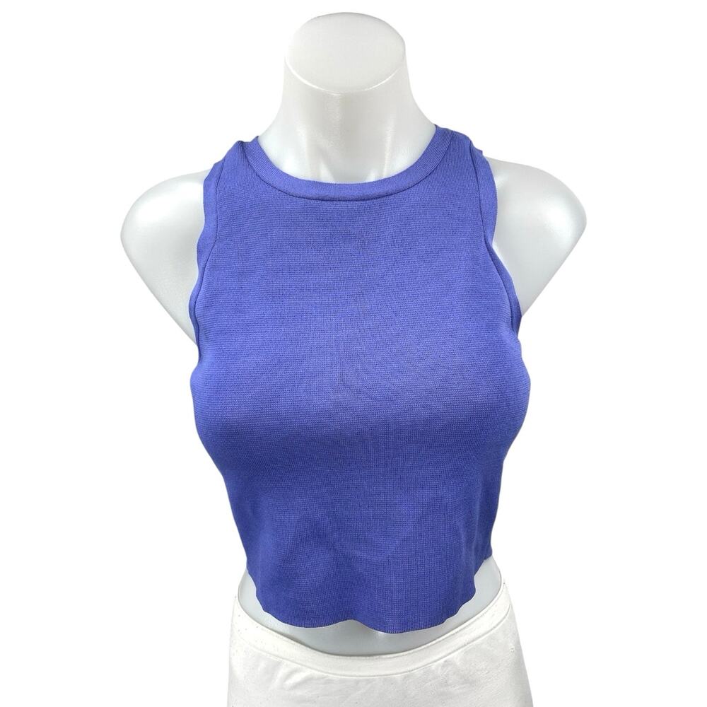 Zara Women's Blue Sleeveless High Neck Activewear Sports Bra Crop Tank Top Sz M